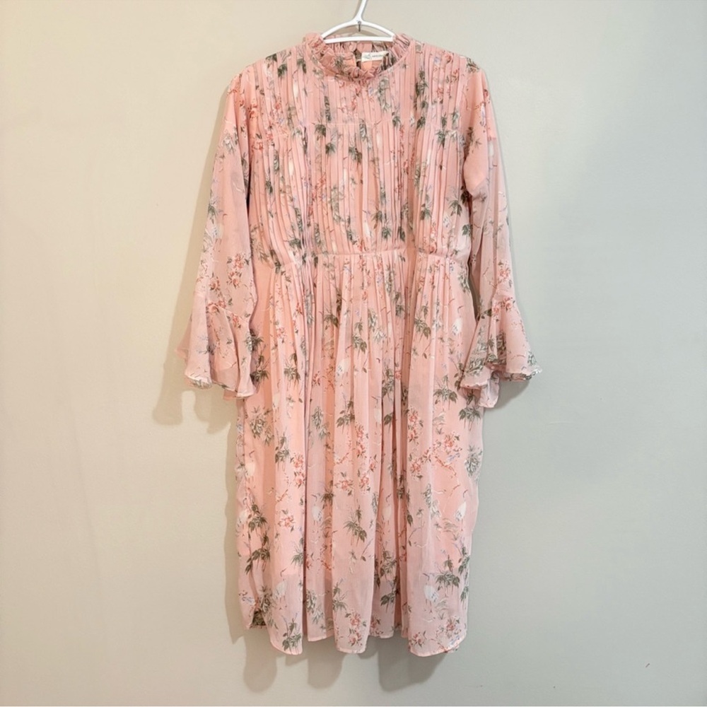 Homemade Floral Pink Long Sleeve Dress